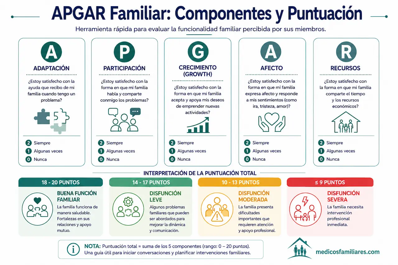 Cuestionario y puntuación del APGAR familiar en atención primaria