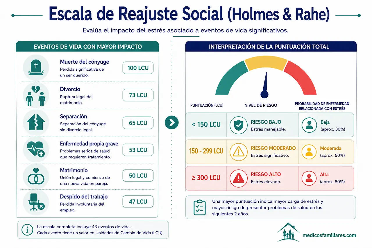 Escala de reajuste social de Holmes y Rahe para acontecimientos vitales estresantes