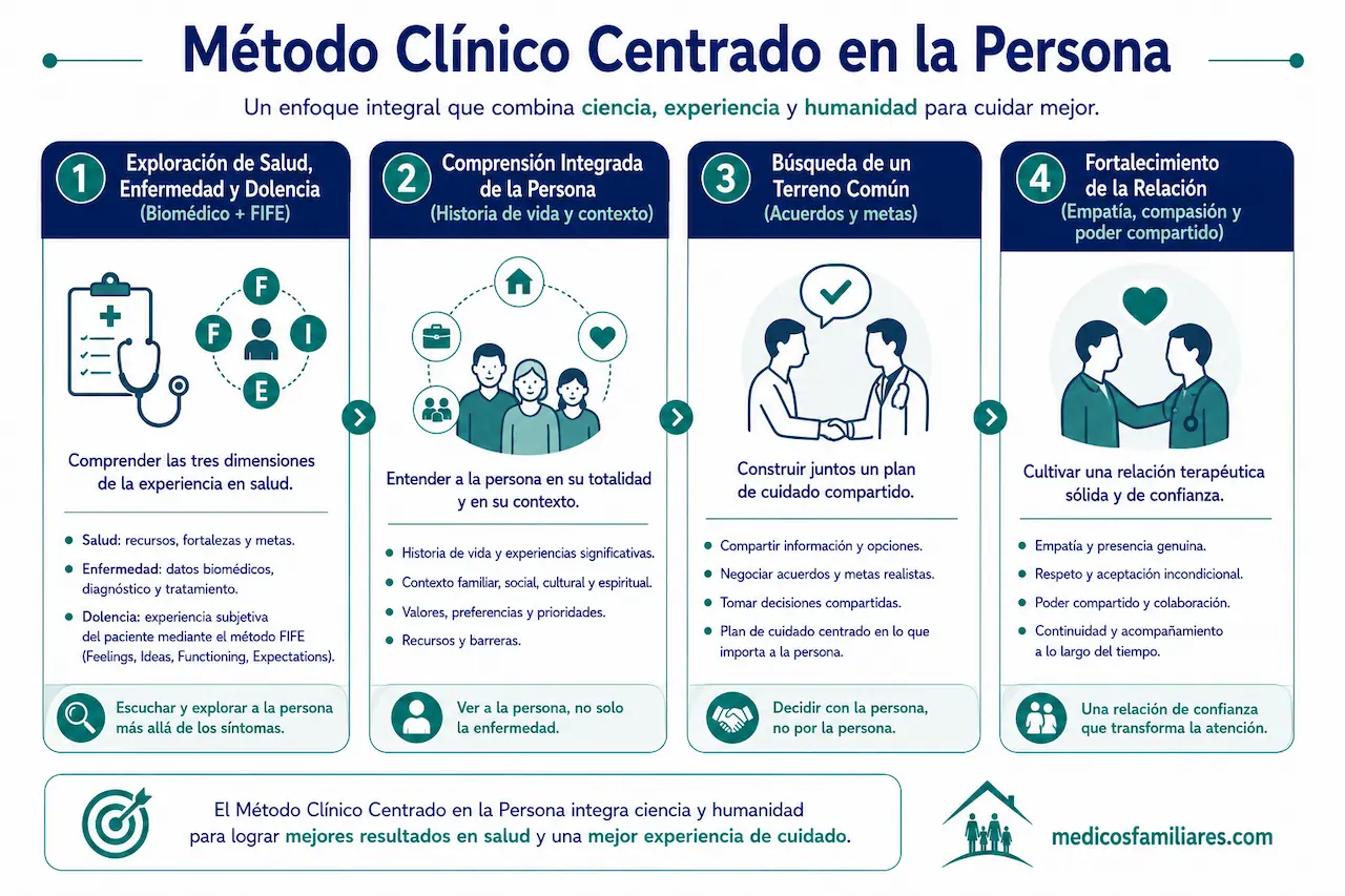 Infografia de los cuatro componentes de la atencion centrada en el paciente