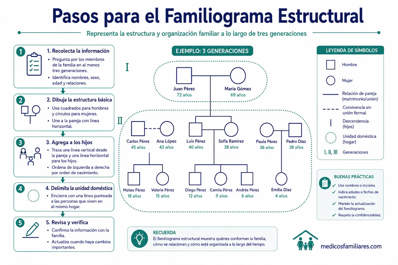 Pasos para la elaboración del familiograma estructural